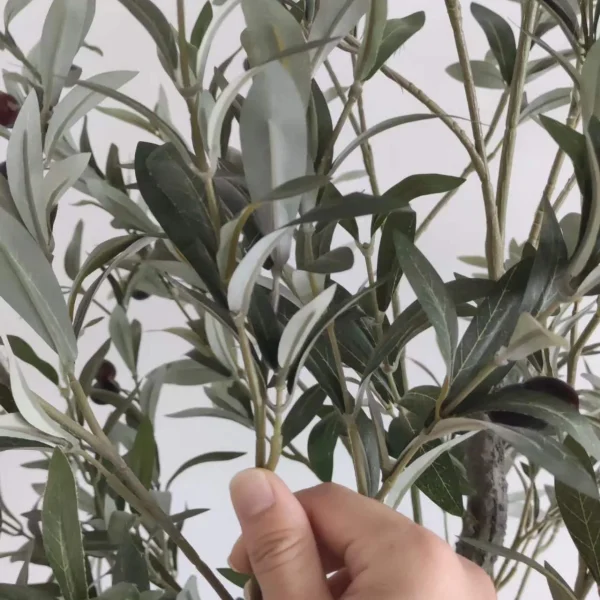 2 artificial olive tree leaf detail