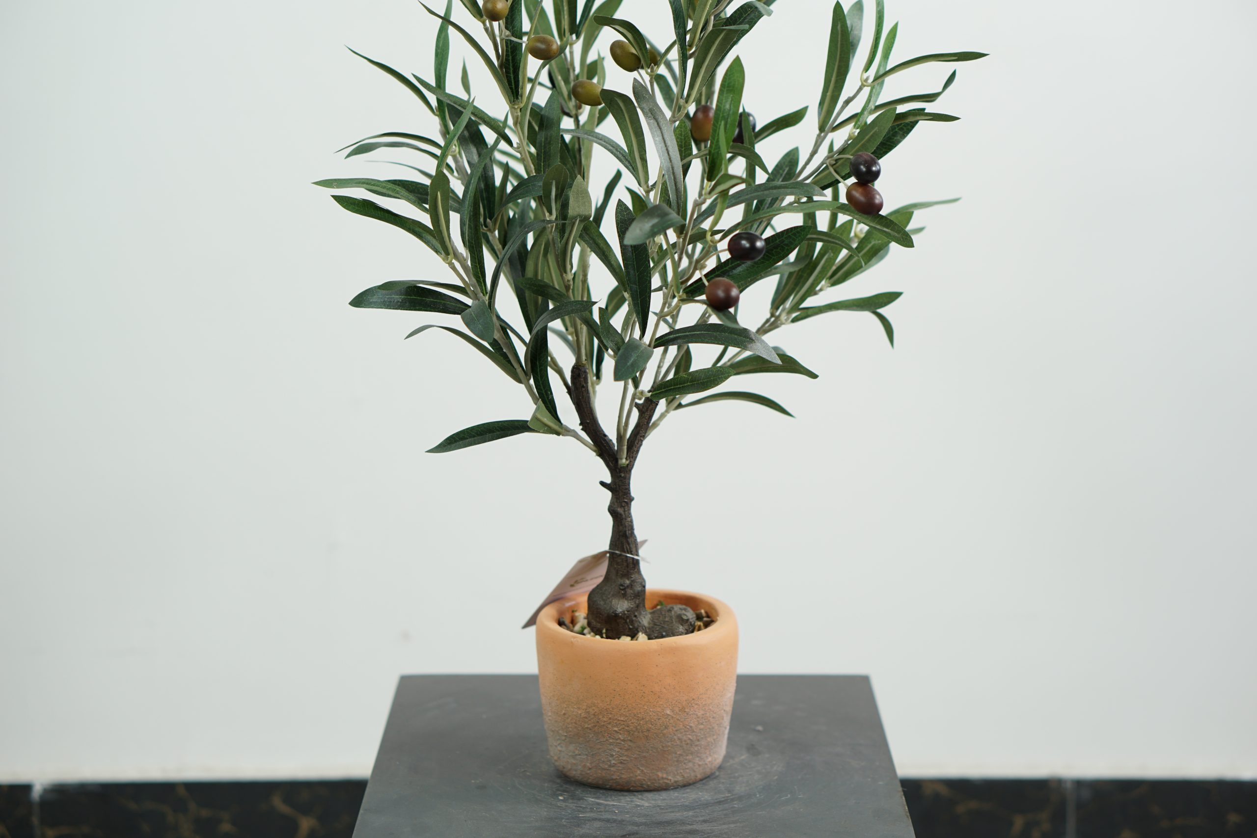 Small faux olive tree in clay pot Sinleen Artificial Trees