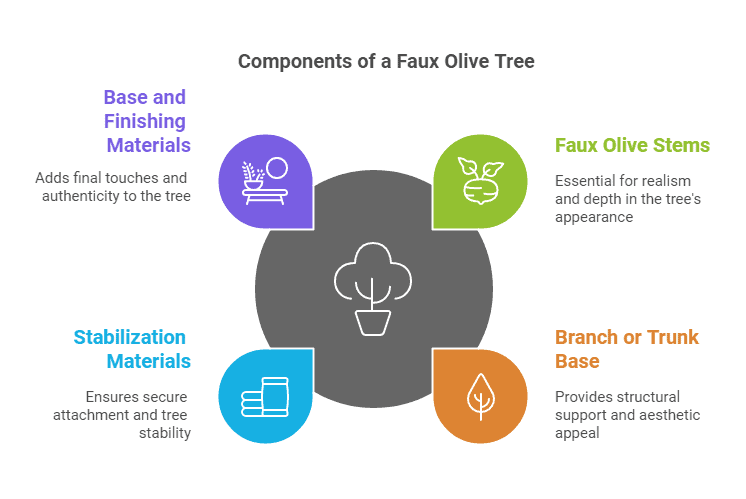 Components of a Faux Olive Tree